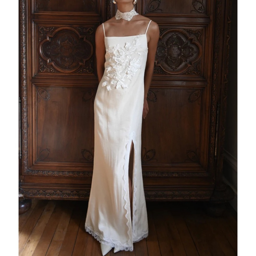 Elegant White Floral Maxi Dress Yellow the Label